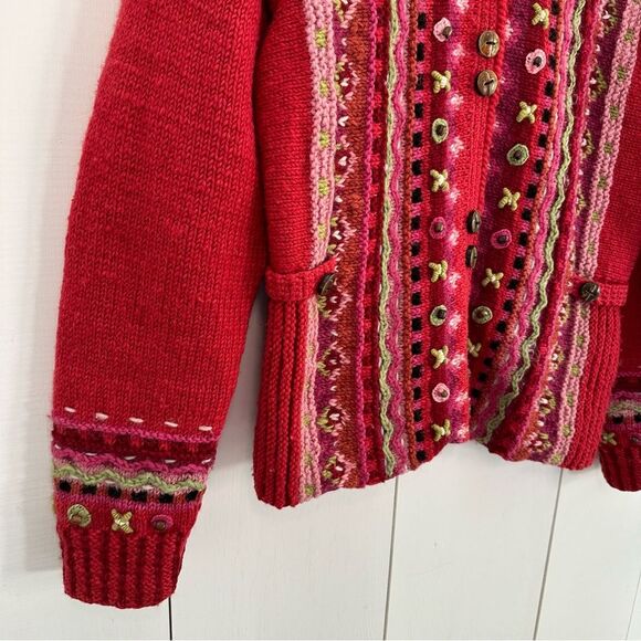 Newari Wool Cardi Sweater Sz S/M Multicolor Hippie Boho Nepal Iceland - Picture 6 of 8